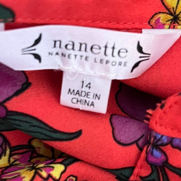 Nanette Lepore Terracotta Futter Sleeve Pintuck Floral Print Shirtdress Sz 14 - Picture 4 of 9